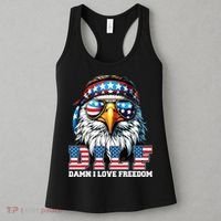 Dilf Damn I Love Freedom Eagle Funny Patriotic 4th Of July Women's Tank Top thumb 3