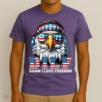 Dilf Damn I Love Freedom Eagle Funny Patriotic 4th Of July T-Shirt thumb 3