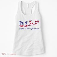 DILF Dude I Love Freedom Funny USA 4th July Flag Party Free Women's Tank Top thumb 0