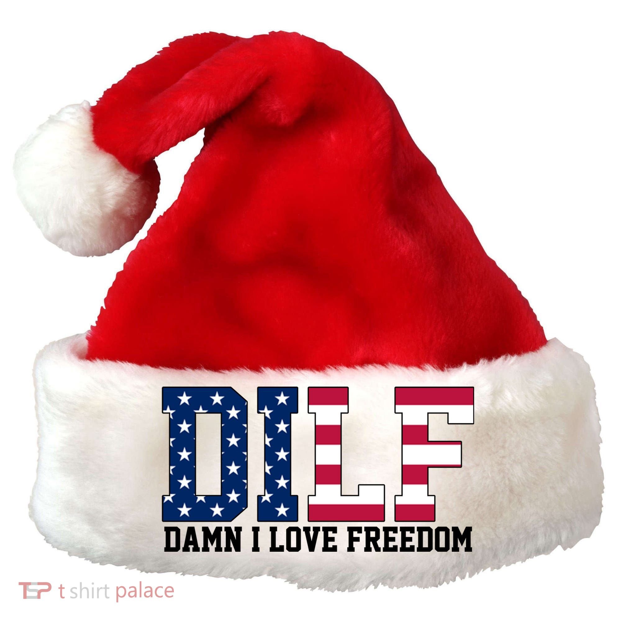DILF Damn I Love Freedom USA Santa Hat