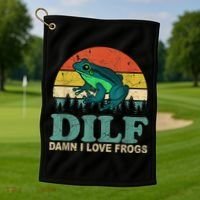 Dilf Damn I Love Frogs Golf Towel thumb 1