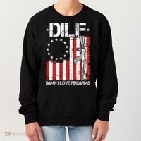 DILF Damn I Love Firearms Distressed USA American Flag Women's Sweatshirt thumb 0