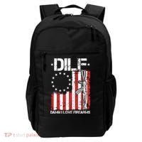 DILF Damn I Love Firearms Distressed USA American Flag Backpack thumb 0