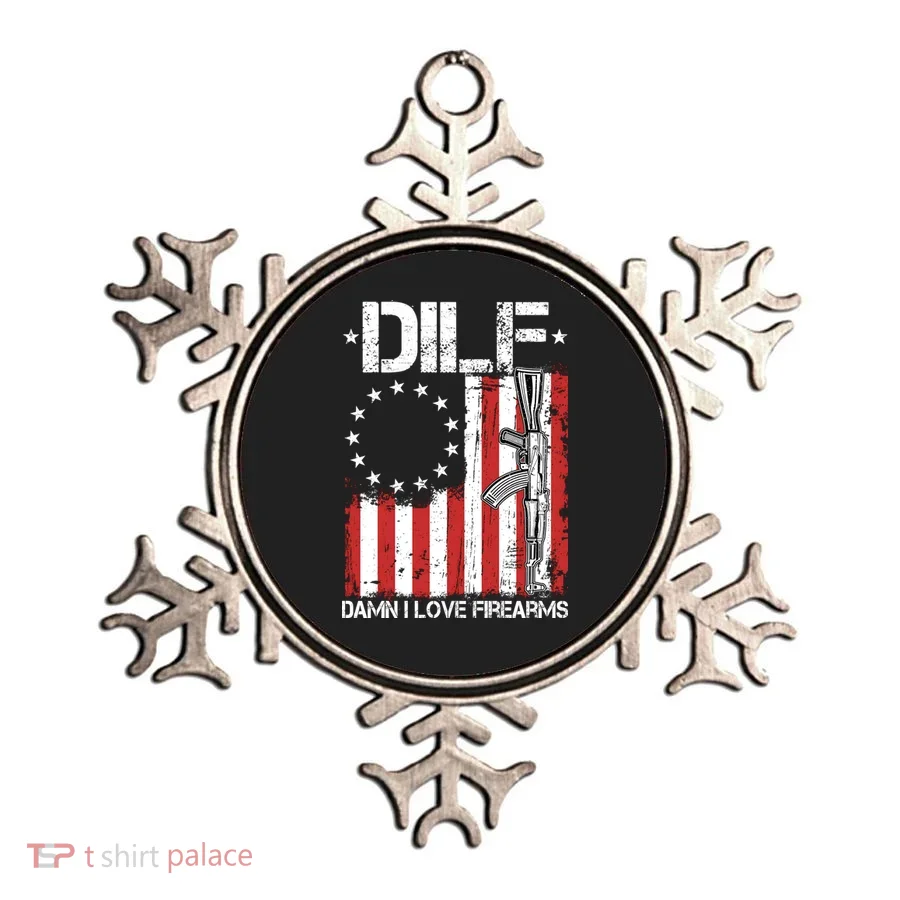 DILF Damn I Love Firearms Distressed USA American Flag Ornament