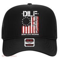 DILF Damn I Love Firearms Distressed USA American Flag Hat thumb 0