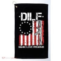 DILF Damn I Love Firearms Distressed USA American Flag Golf Towel thumb 0