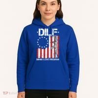 DILF Damn I Love Firearms Distressed USA American Flag Hoodie thumb 5