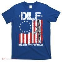 DILF Damn I Love Firearms Distressed USA American Flag T-Shirt thumb 0