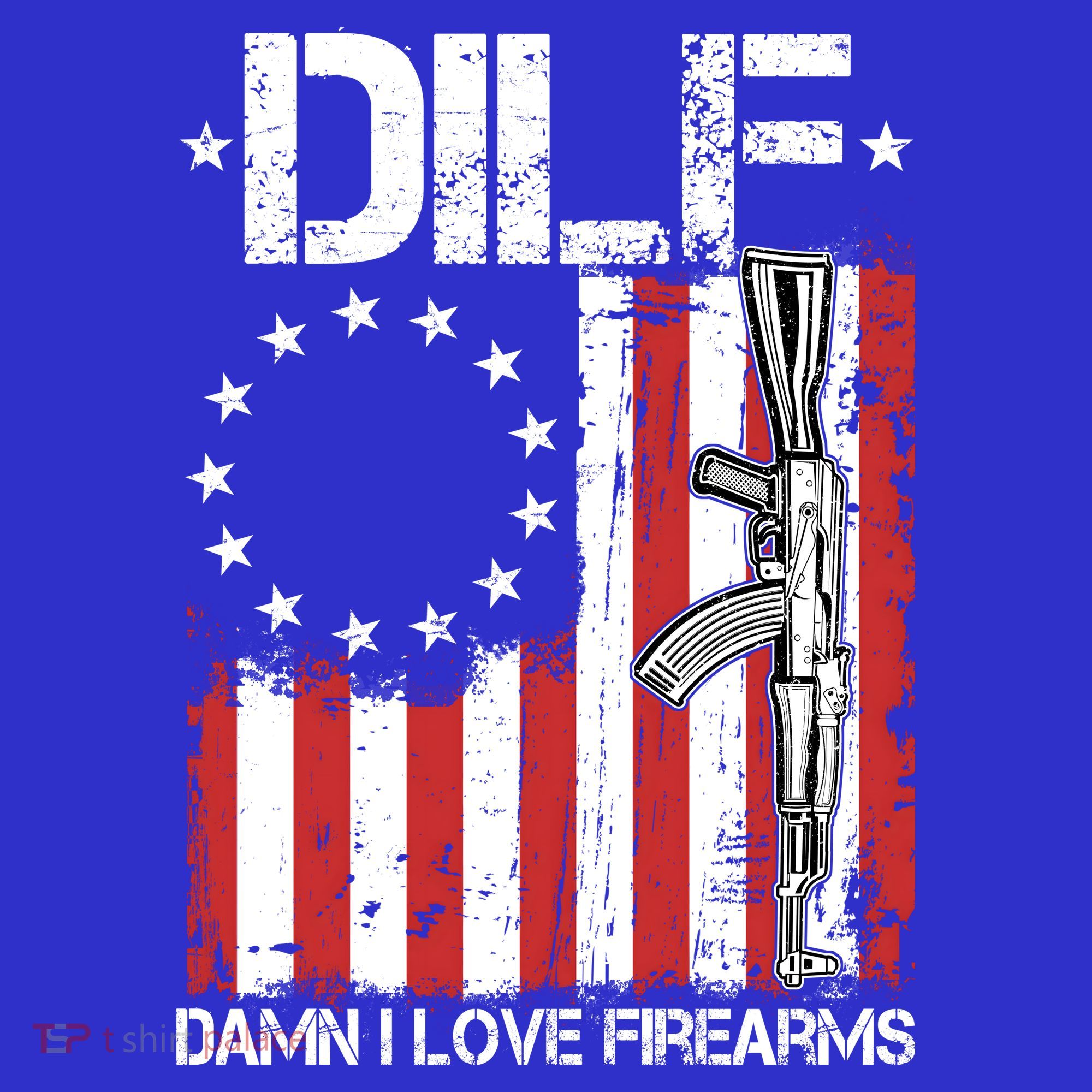 DILF Damn I Love Firearms Distressed USA American Flag T-Shirt