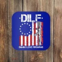 DILF Damn I Love Firearms Distressed USA American Flag Coaster thumb 0