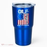 DILF Damn I Love Firearms Distressed USA American Flag Tumbler thumb 0