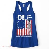 DILF Damn I Love Firearms Distressed USA American Flag Women's Tank Top thumb 0