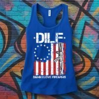 DILF Damn I Love Firearms Distressed USA American Flag Women's Tank Top thumb 3