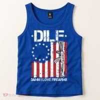 DILF Damn I Love Firearms Distressed USA American Flag Tank Top thumb 2