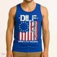 DILF Damn I Love Firearms Distressed USA American Flag Tank Top thumb 3
