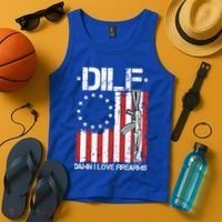 DILF Damn I Love Firearms Distressed USA American Flag Tank Top thumb 4