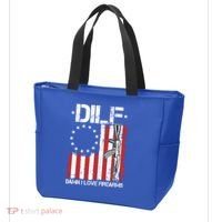 DILF Damn I Love Firearms Distressed USA American Flag Tote Bag thumb 3
