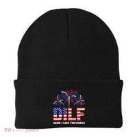 Dilf Damn I Love Fireworks Funny American Patriotic Beanie thumb 0