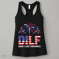 Dilf Damn I Love Fireworks Funny American Patriotic Women's Tank Top thumb 3
