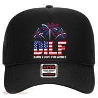 Dilf Damn I Love Fireworks Funny American Patriotic Hat thumb 0