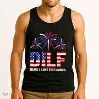 Dilf Damn I Love Fireworks Funny American Patriotic Tank Top thumb 3