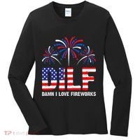 Dilf Damn I Love Fireworks Funny American Patriotic Women's Long Sleeve Shirt thumb 0