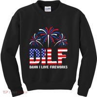 Dilf Damn I Love Fireworks Funny American Patriotic Kids Sweatshirt thumb 0