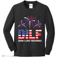 Dilf Damn I Love Fireworks Funny American Patriotic Kids Long Sleeve Shirt thumb 0