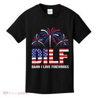 Dilf Damn I Love Fireworks Funny American Patriotic Kids T-Shirt thumb 0