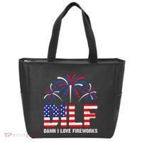 Dilf Damn I Love Fireworks Funny American Patriotic Tote Bag thumb 0