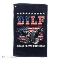 Dilf Damn I Love Freedom Eagle Funny Patriotic 4th Of July Golf Towel thumb 0