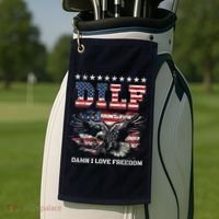 Dilf Damn I Love Freedom Eagle Funny Patriotic 4th Of July Golf Towel thumb 2