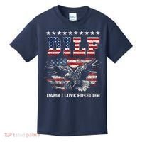 Dilf Damn I Love Freedom Eagle Funny Patriotic 4th Of July Kids T-Shirt thumb 0