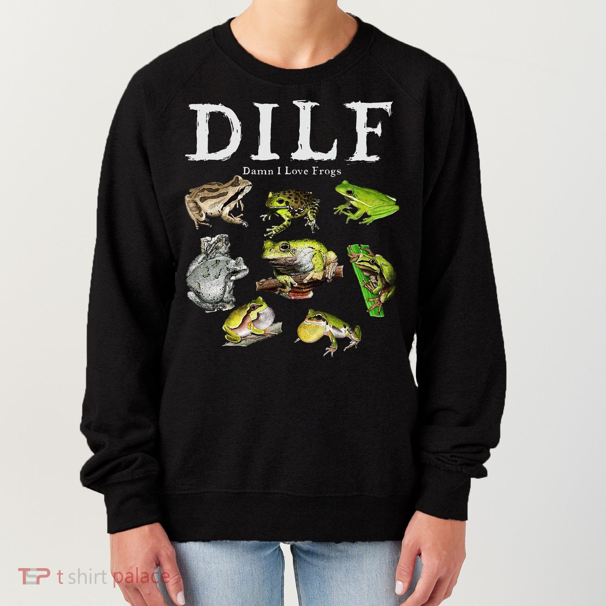 Dilf Damn I Love Frogs Frog Species Graphic Women's Sweatshirt