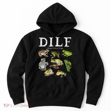 Dilf Damn I Love Frogs Frog Species Graphic Hoodie