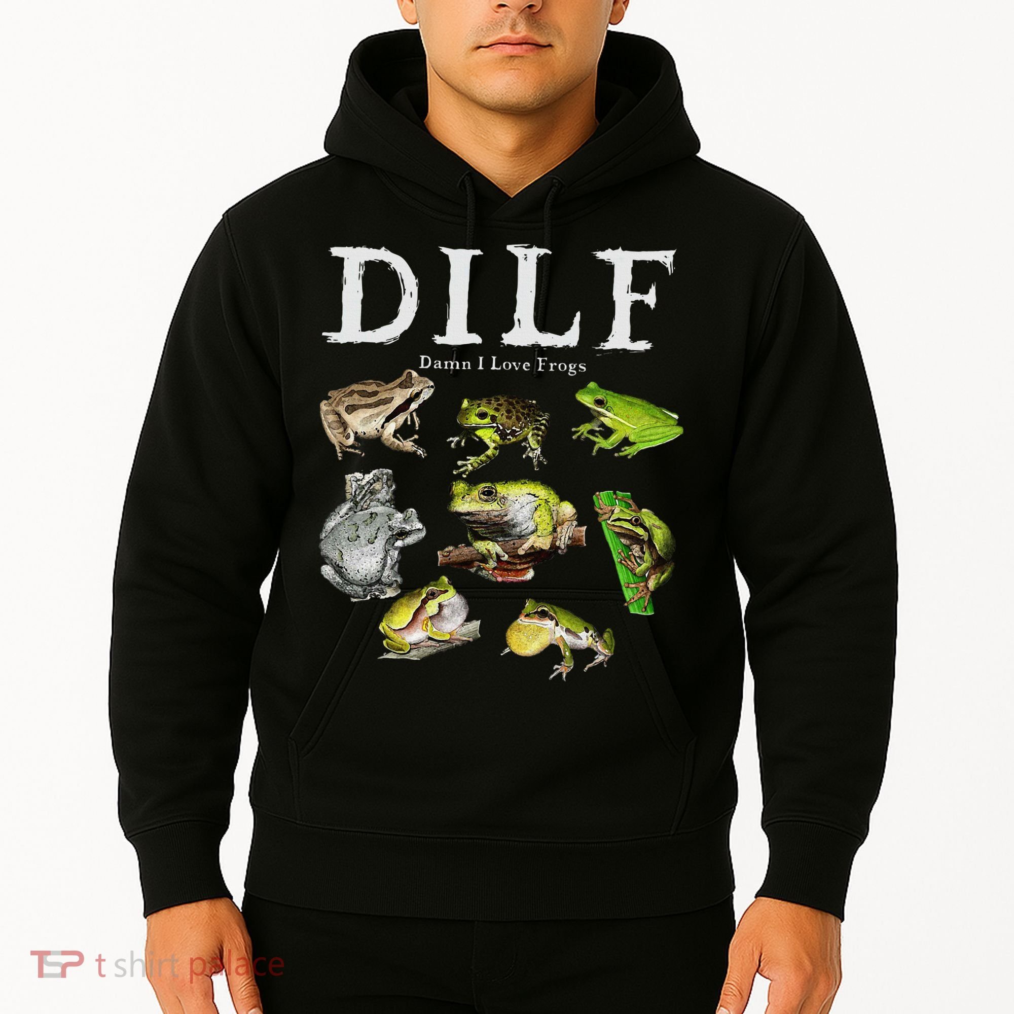 Dilf Damn I Love Frogs Frog Species Graphic Hoodie