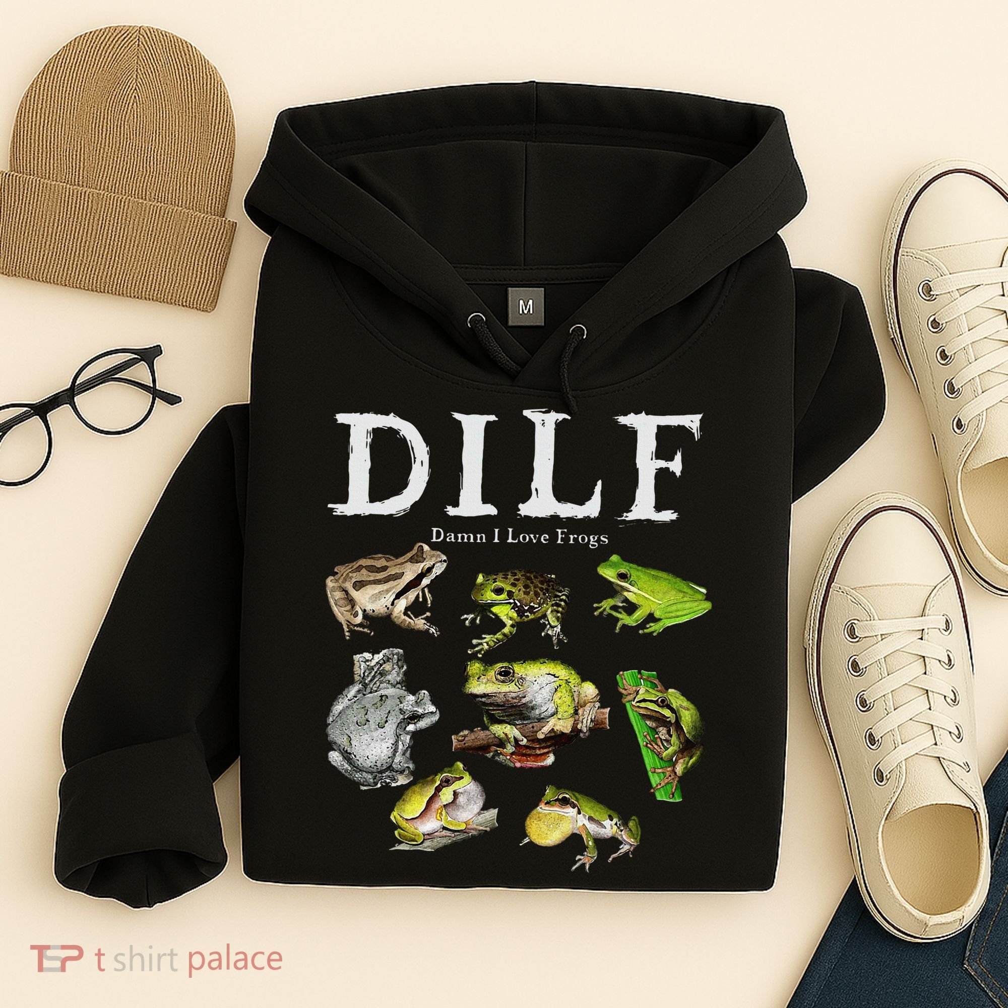 Dilf Damn I Love Frogs Frog Species Graphic Hoodie