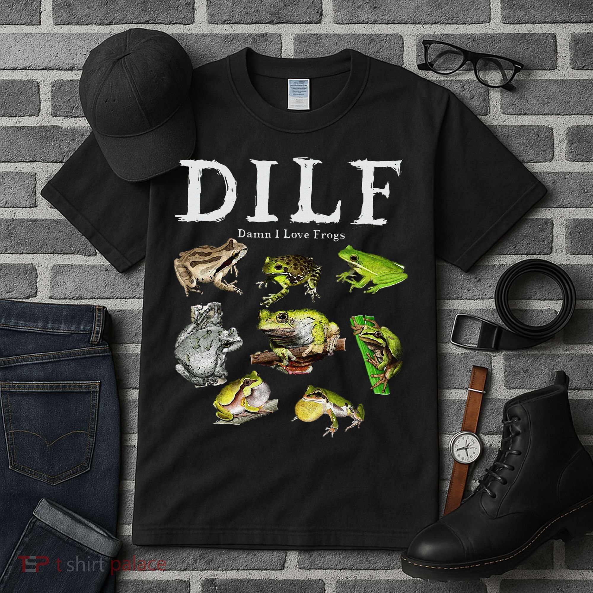 Dilf Damn I Love Frogs Frog Species Graphic Tall T-Shirt