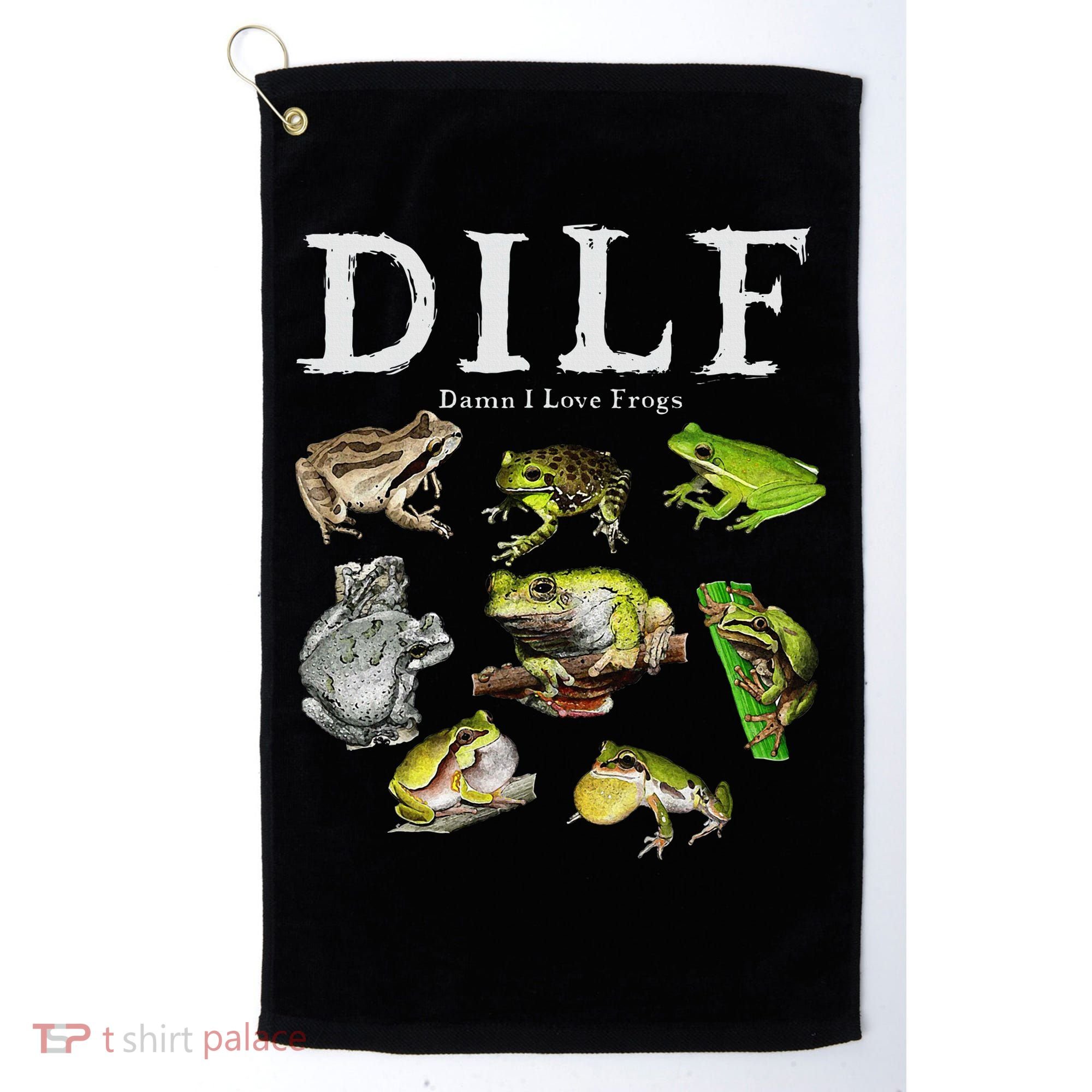 Dilf Damn I Love Frogs Frog Species Graphic Golf Towel