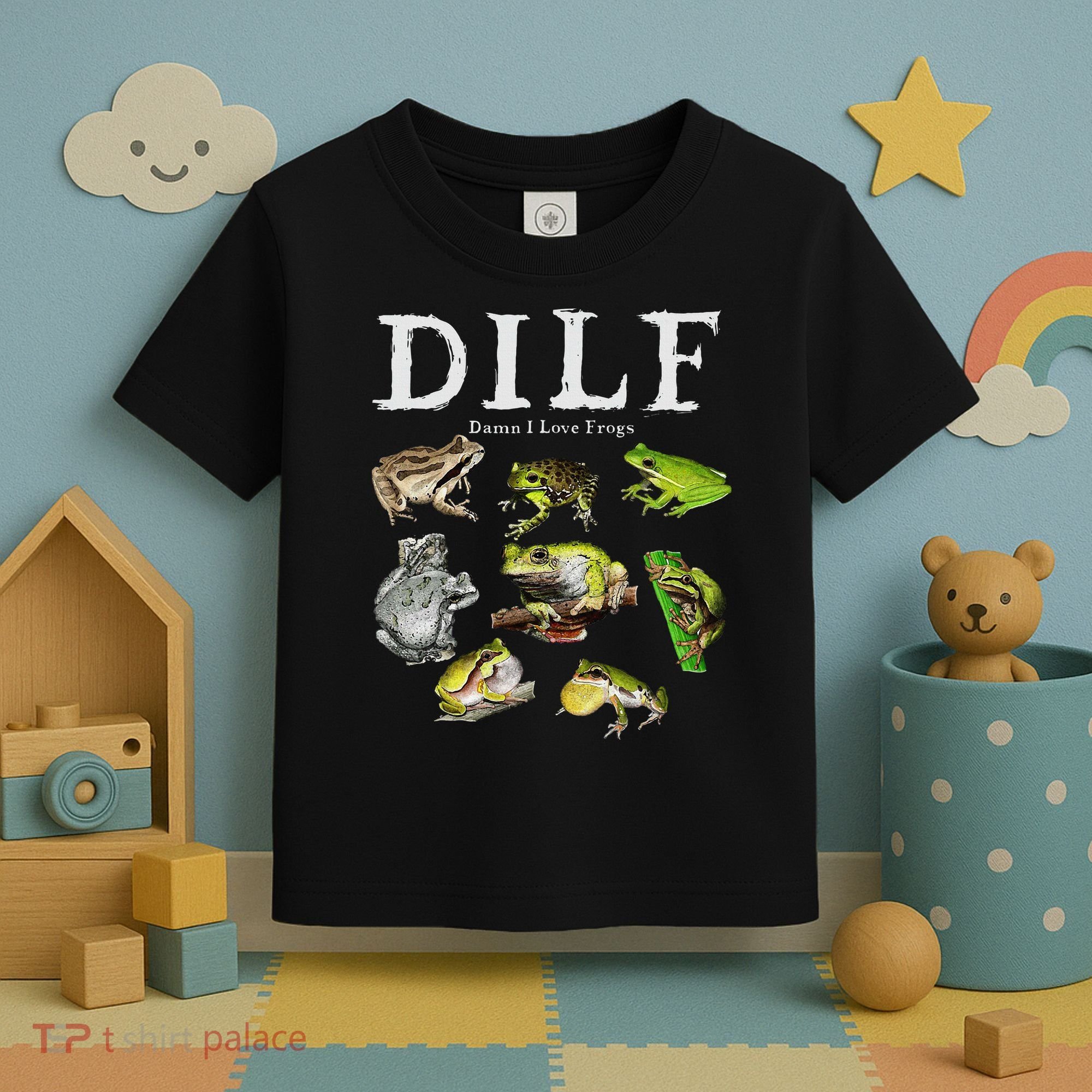Dilf Damn I Love Frogs Frog Species Graphic Toddler T-Shirt