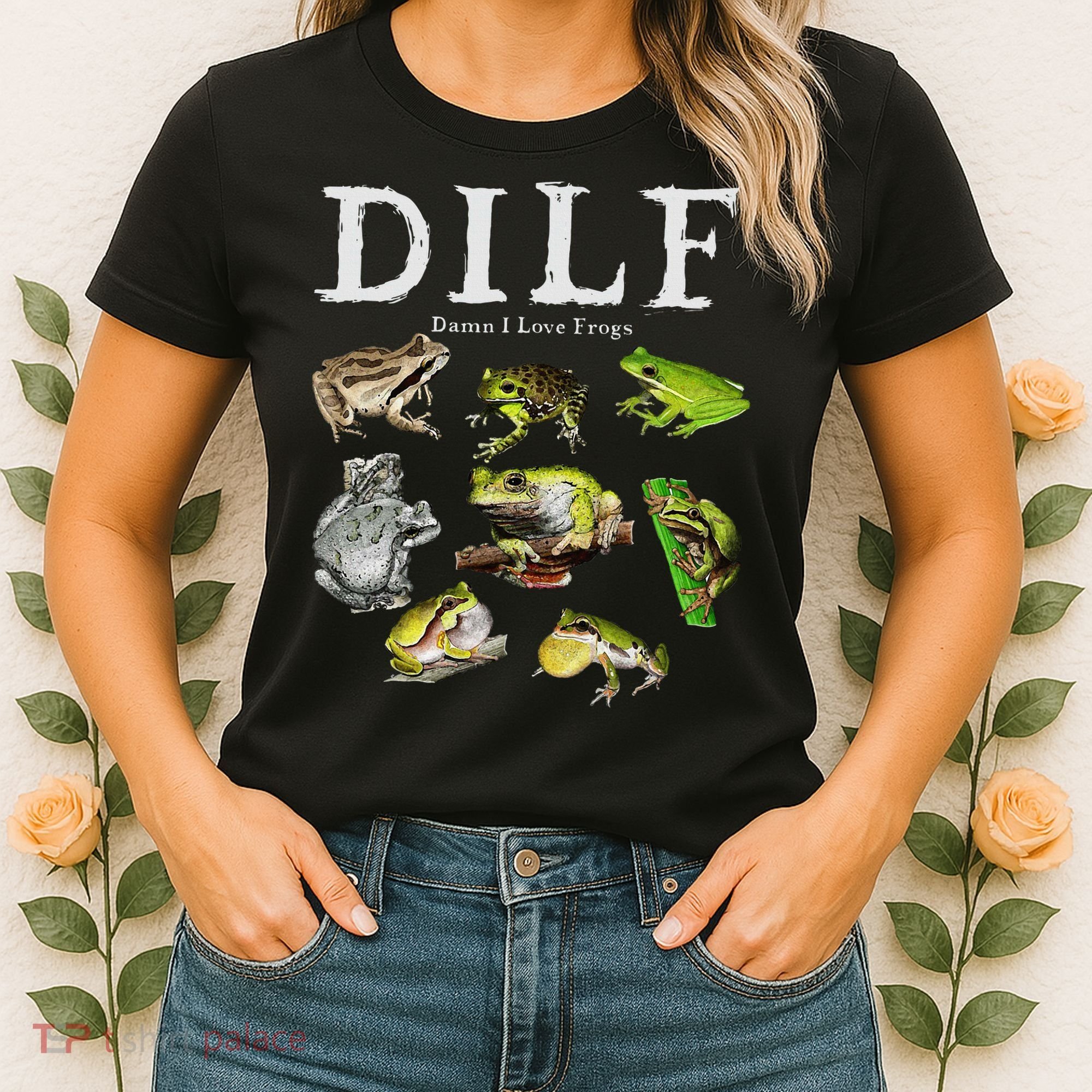 Dilf Damn I Love Frogs Frog Species Graphic Women's T-Shirt