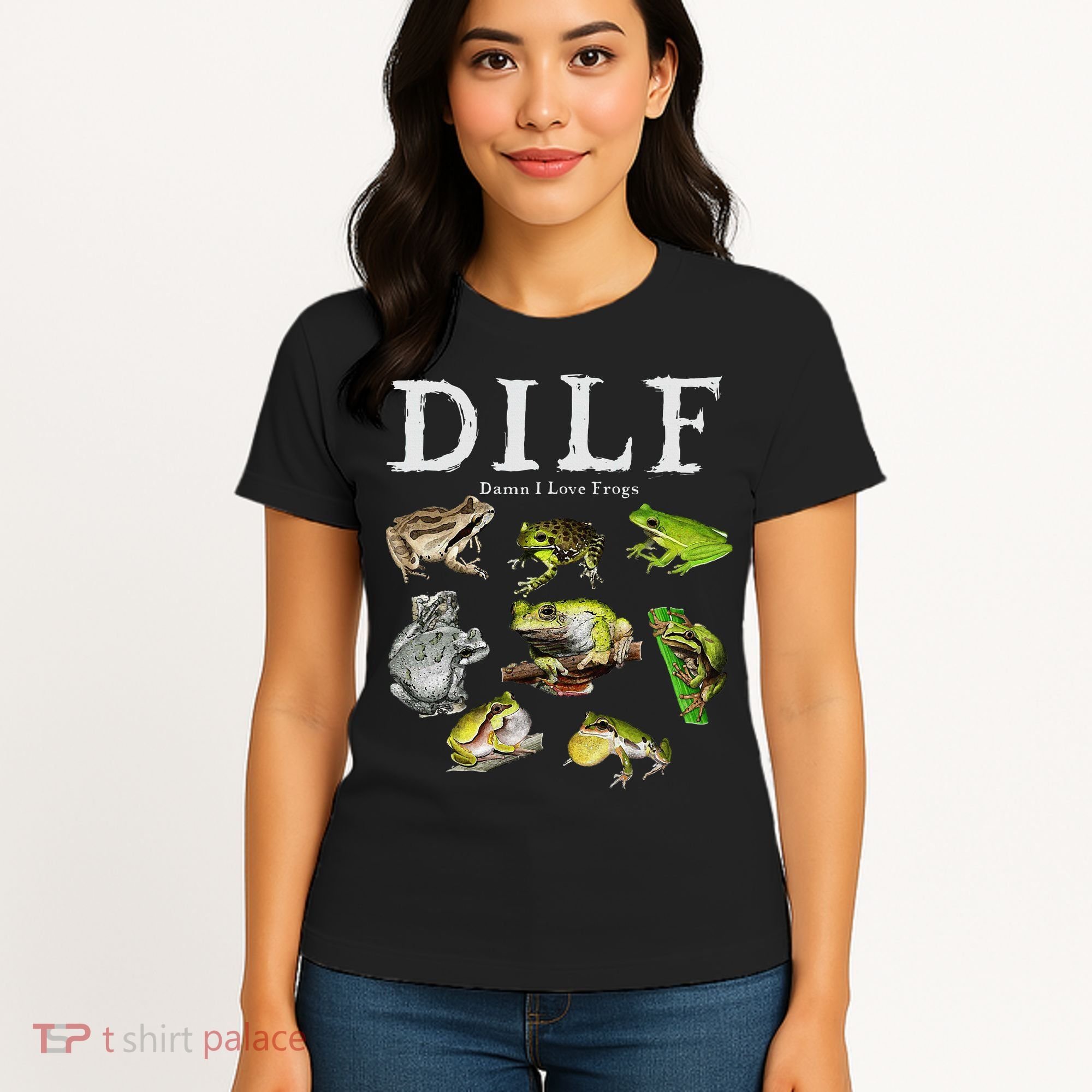 Dilf Damn I Love Frogs Frog Species Graphic Women's T-Shirt