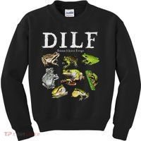 Dilf Damn I Love Frogs Frog Species Graphic Kids Sweatshirt thumb 0