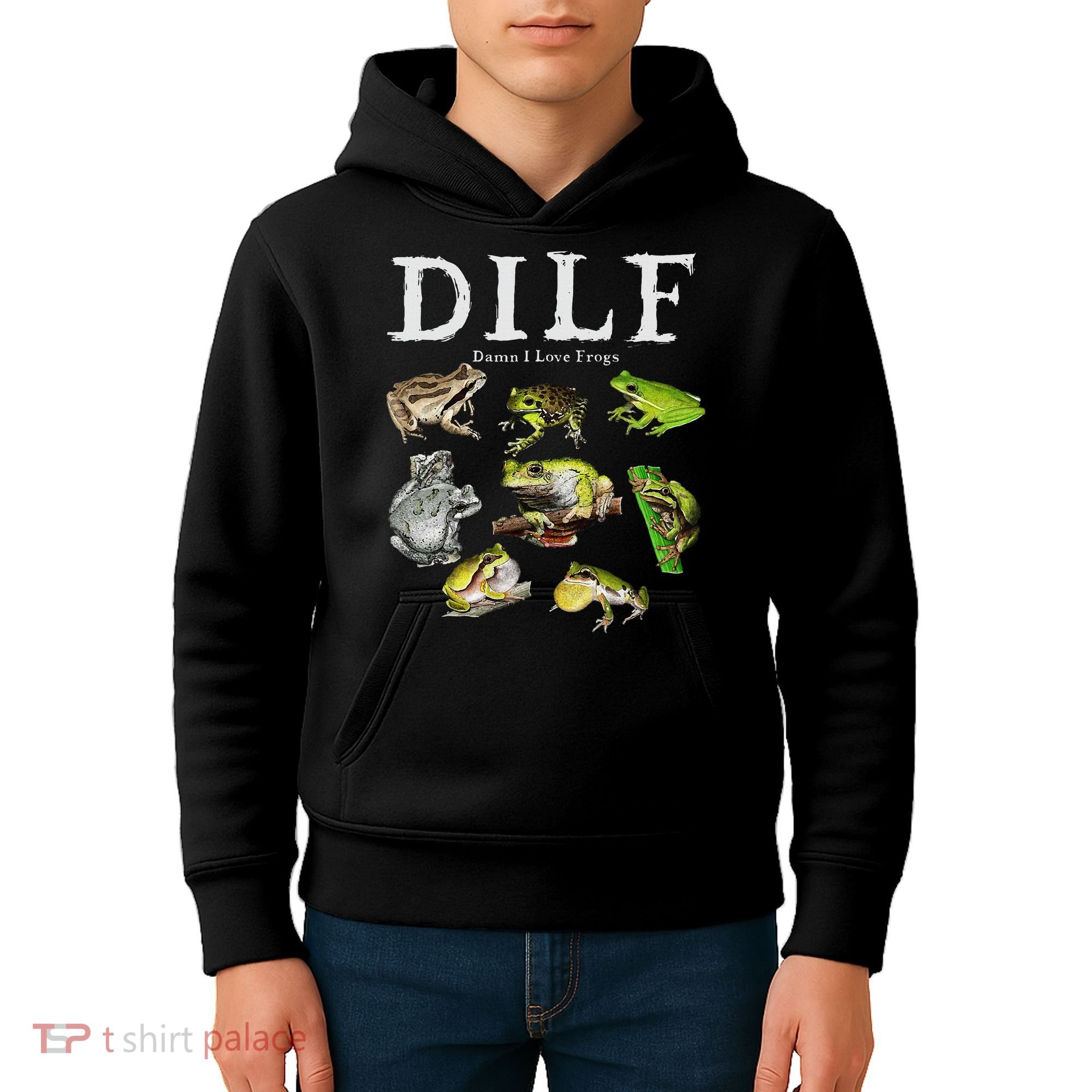 Dilf Damn I Love Frogs Frog Species Graphic Kids Hoodie