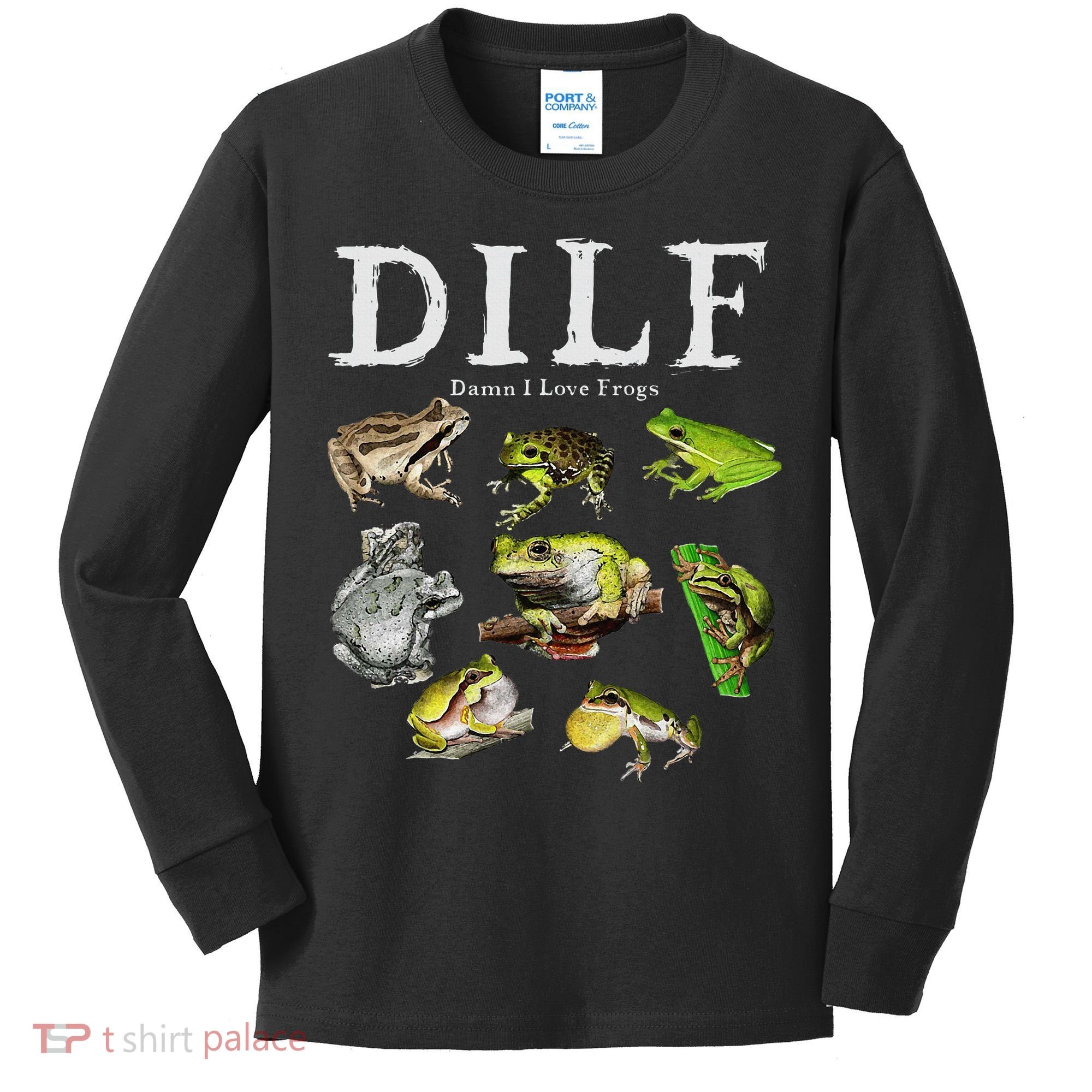 Dilf Damn I Love Frogs Frog Species Graphic Kids Long Sleeve Shirt
