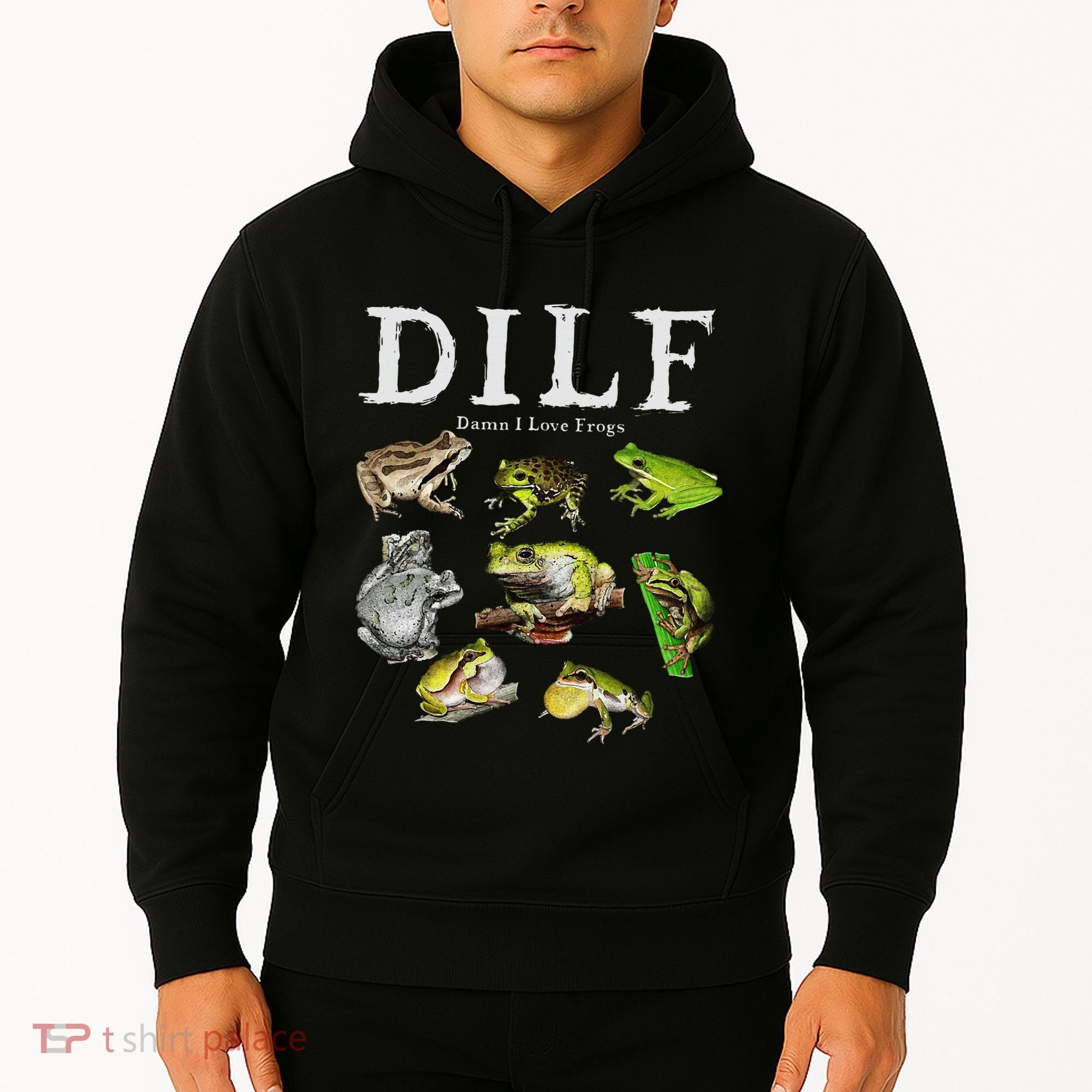 Dilf Damn I Love Frogs Frog Species Graphic Hoodie