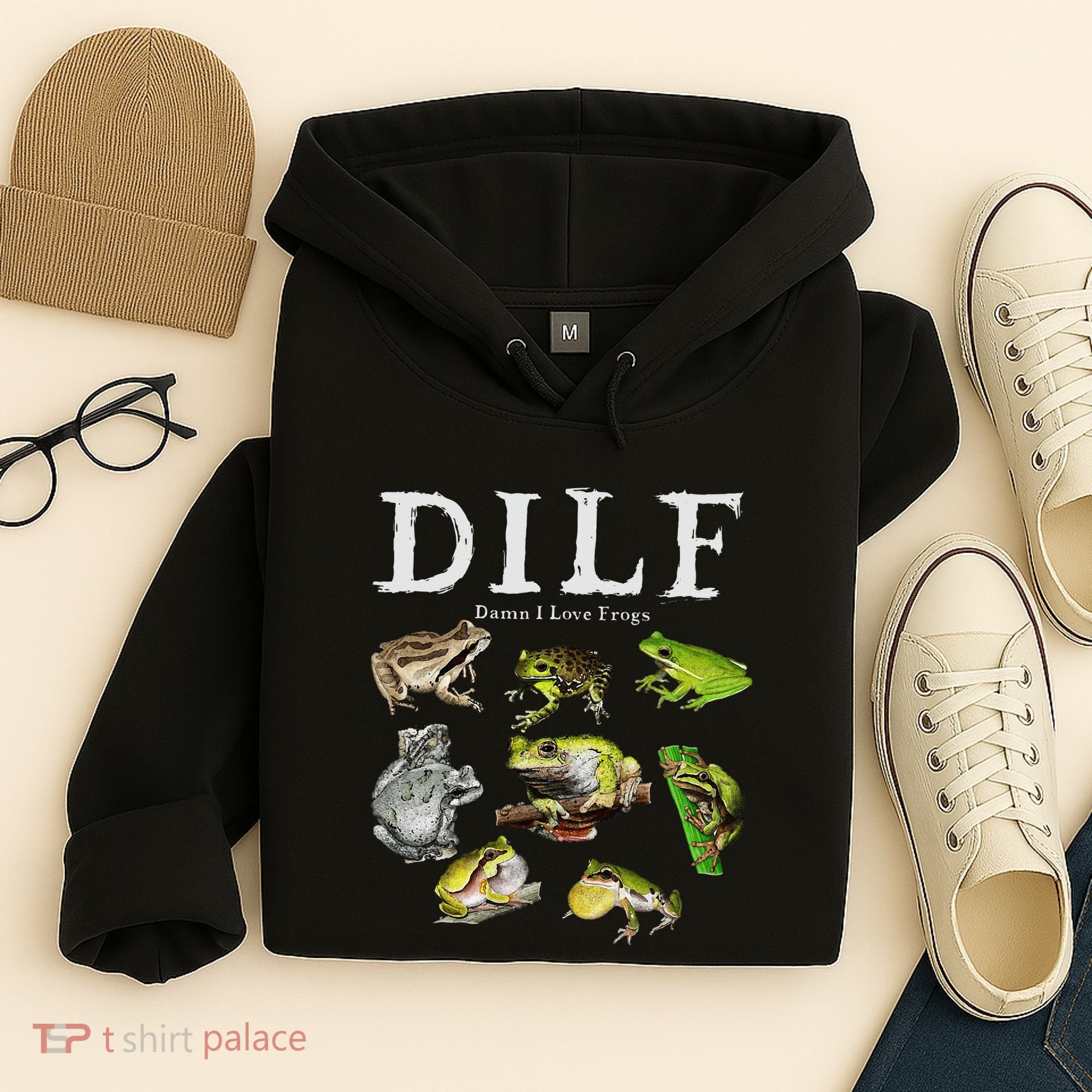 Dilf Damn I Love Frogs Frog Species Graphic Hoodie