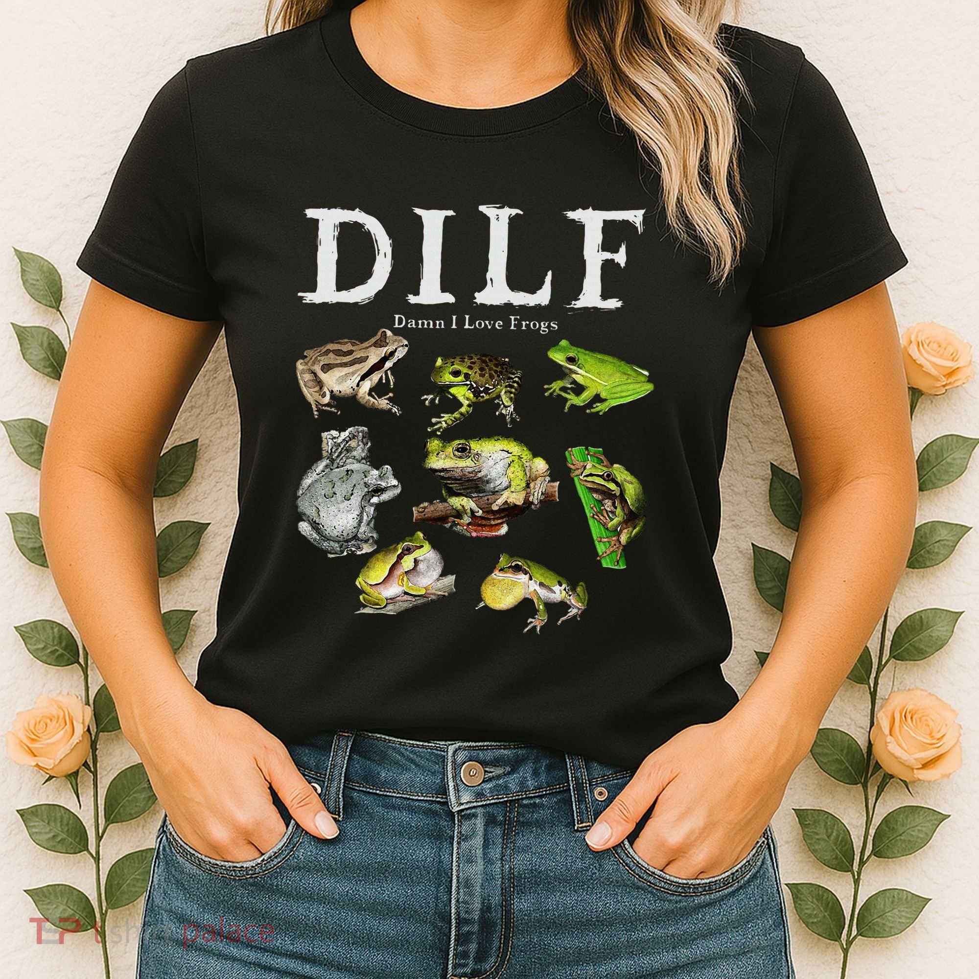 Dilf Damn I Love Frogs Frog Species Graphic Women's T-Shirt