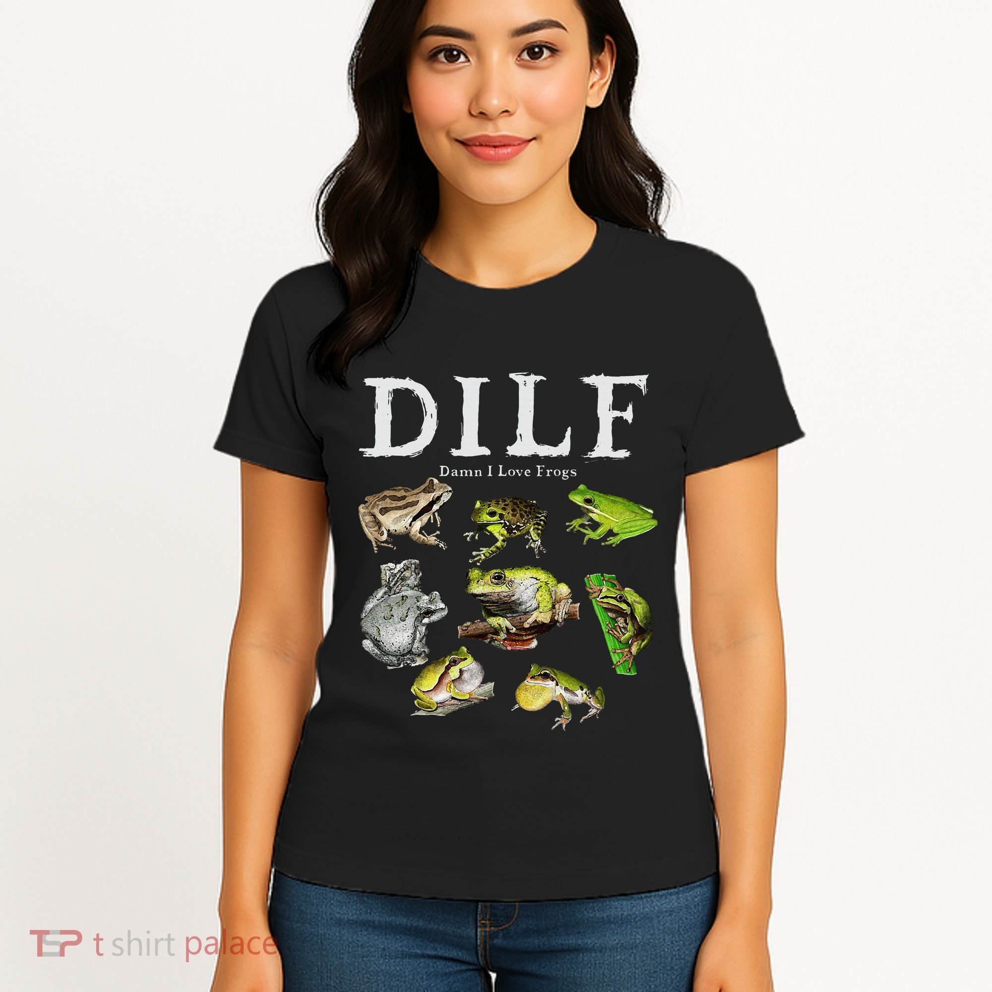 Dilf Damn I Love Frogs Frog Species Graphic Women's T-Shirt