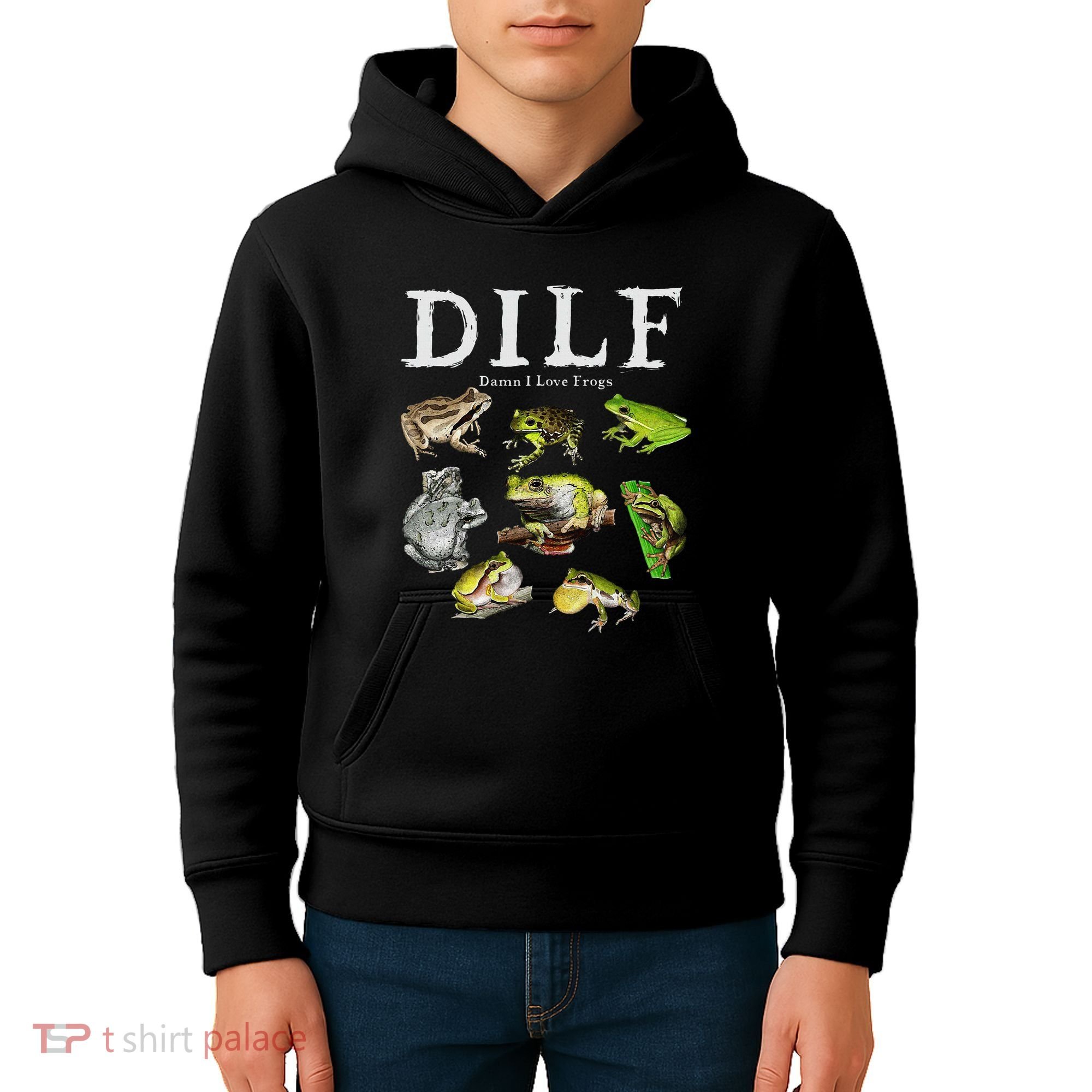 Dilf Damn I Love Frogs Frog Species Graphic Kids Hoodie